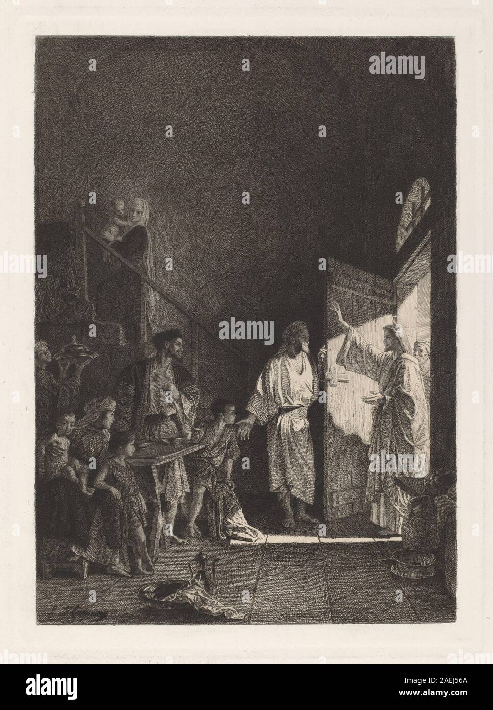 Una rappresentazione di Leopold Flameng dopo Alexandre Bida che mostra una scena del nuovo Testamento, illustrando figure bibliche, gesti ed elementi narrativi. Foto Stock