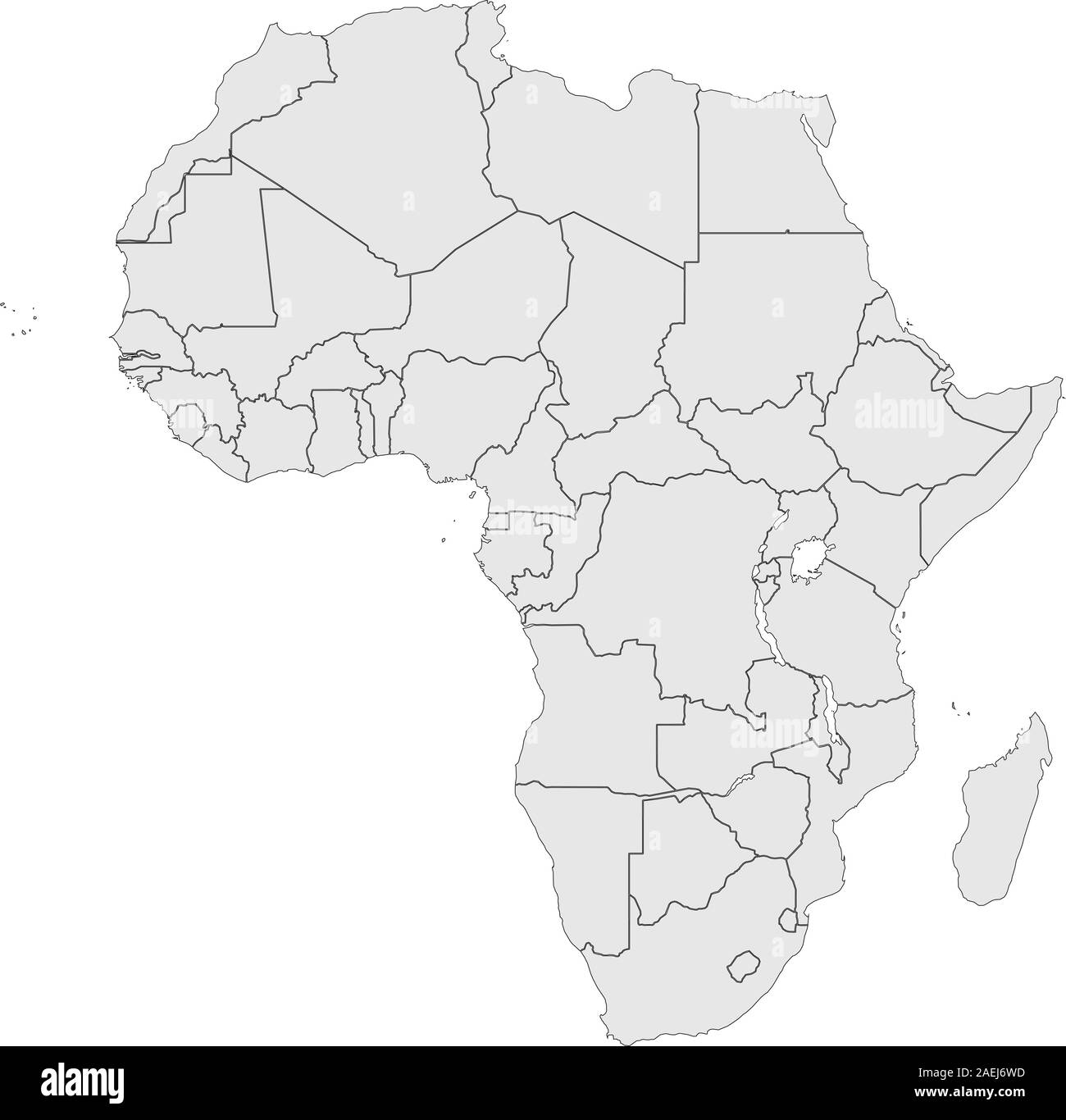 Africa mappa grafica di sfondo vettoriale. Grigio chiaro e contorno nero. Illustrazione Vettoriale