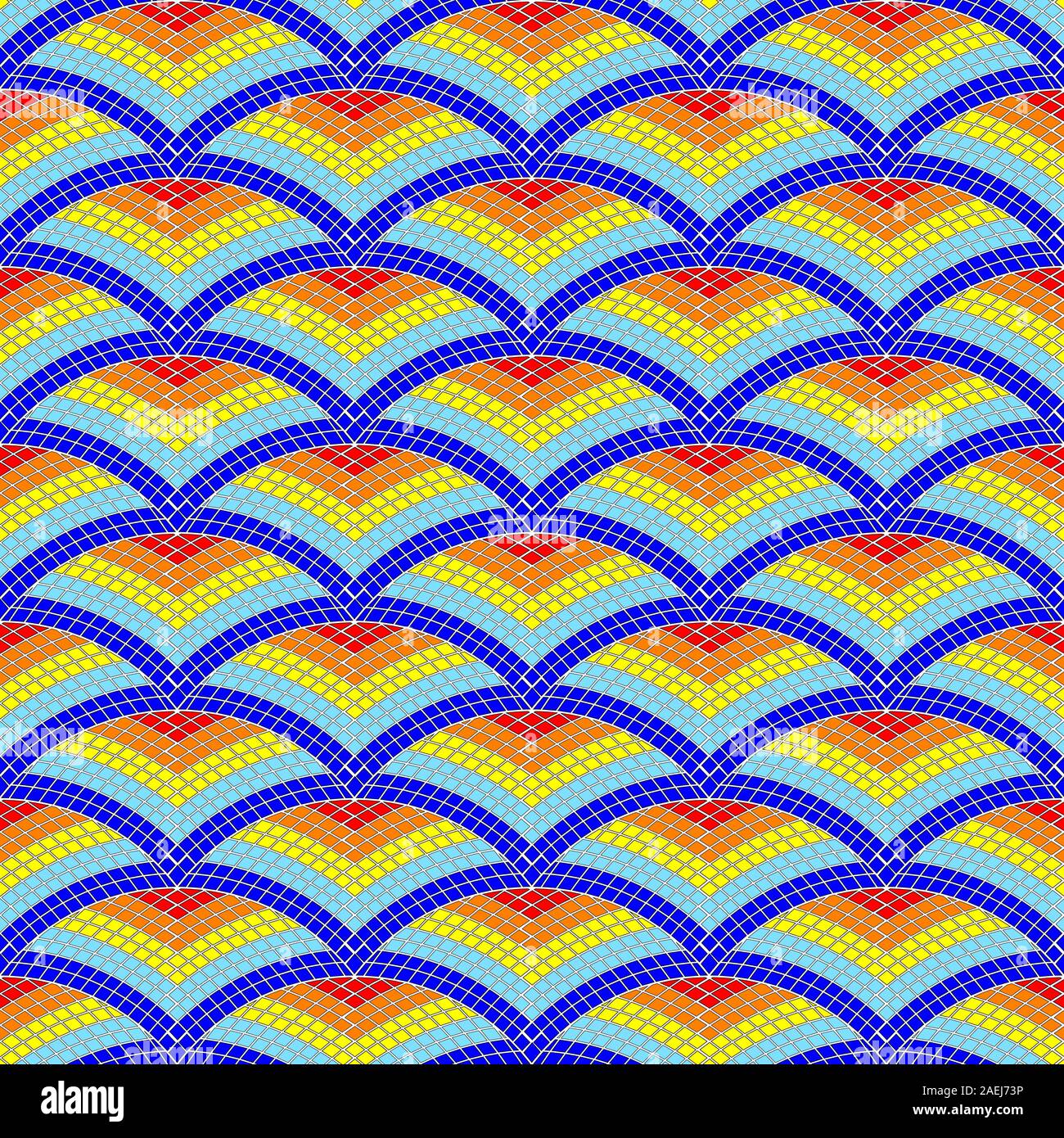 Mosaico Rainbow a forma di cupola. Seamless pattern . Colore illustrazione vettoriale. Illustrazione Vettoriale
