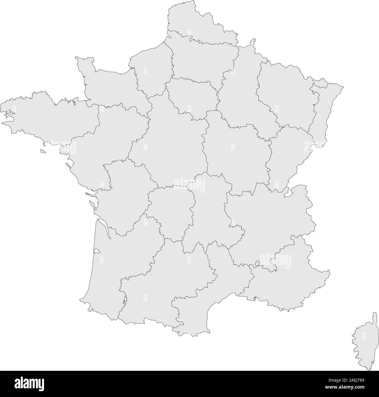 Mappa Francia province confini evidenziato illustrazione vettoriale. Colore grigio chiaro. Illustrazione Vettoriale