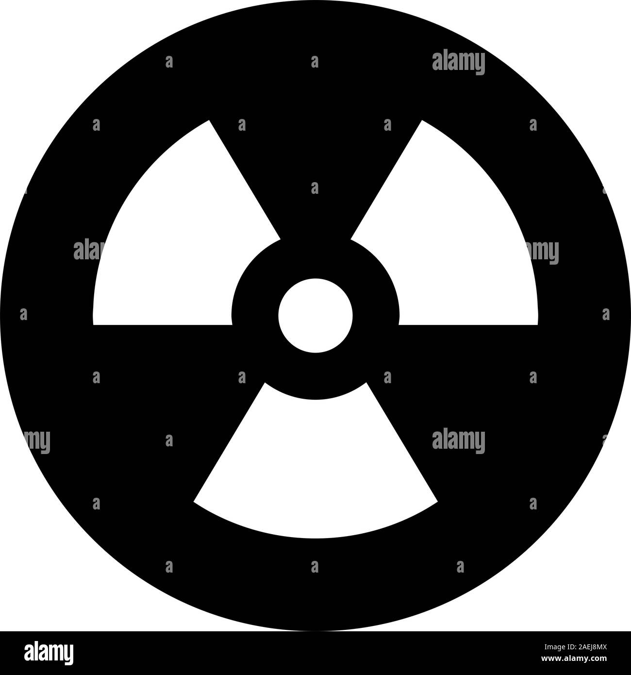 Radioattivi pericolo nucleare segno icona illustrazione vettoriale progettazione grafica. Nero, colore bianco. Illustrazione Vettoriale