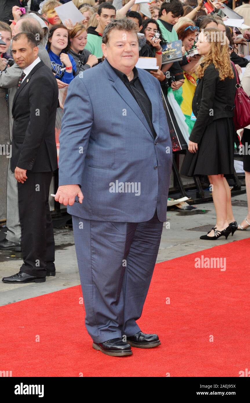 Robbie Coltrane, Harry Potter ed il Deathly Hallows parte 2, Premiere Mondiale, Trafalgar Square, Londra. Regno Unito Foto Stock