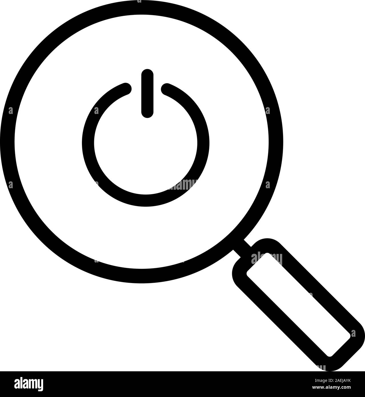 Lente di ingrandimento con il pulsante disattiva icona lineare. Linea sottile illustrazione. Simbolo di contorno. Il vettore isolato disegno di contorno Illustrazione Vettoriale