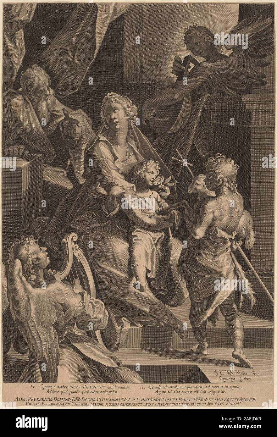 Lucas Kilian, dopo Bartholomaeus Spranger, la Sacra Famiglia e due Angeli, 1605 La Santa Famiglia e due angeli; 1605data Foto Stock