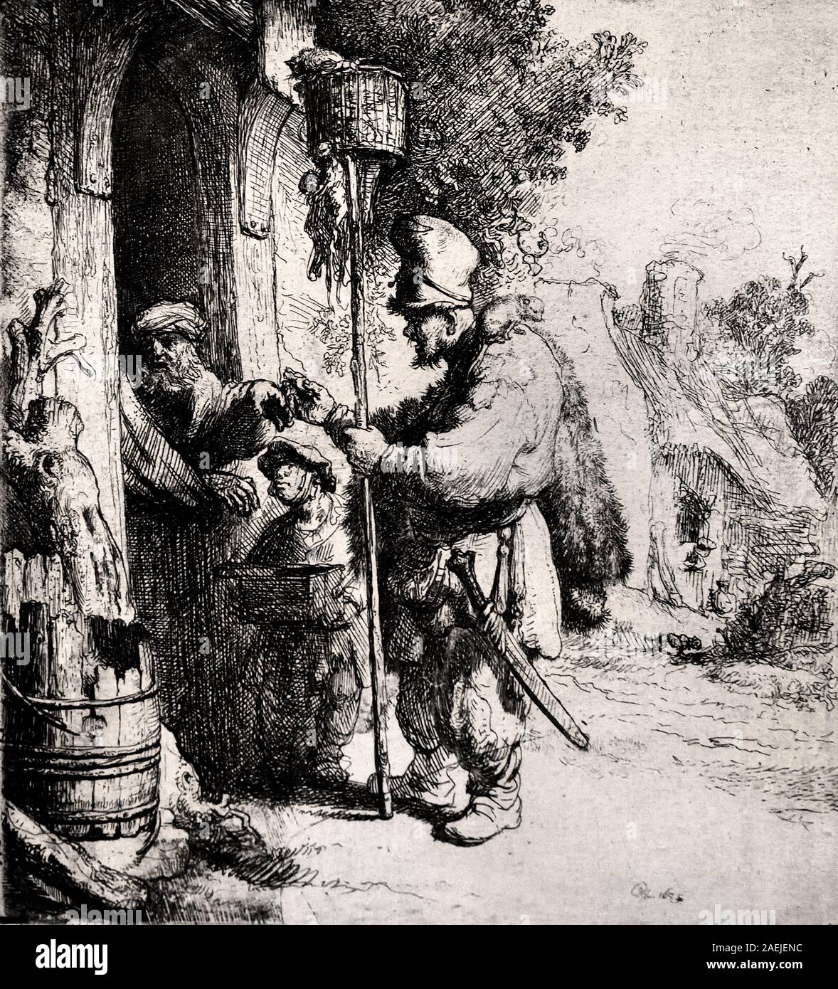 La Rat Catcher 1632 Harmenszoon Rembrandt van Rijn 1606-1669 Olandese, Paesi Bassi, Olanda, Foto Stock