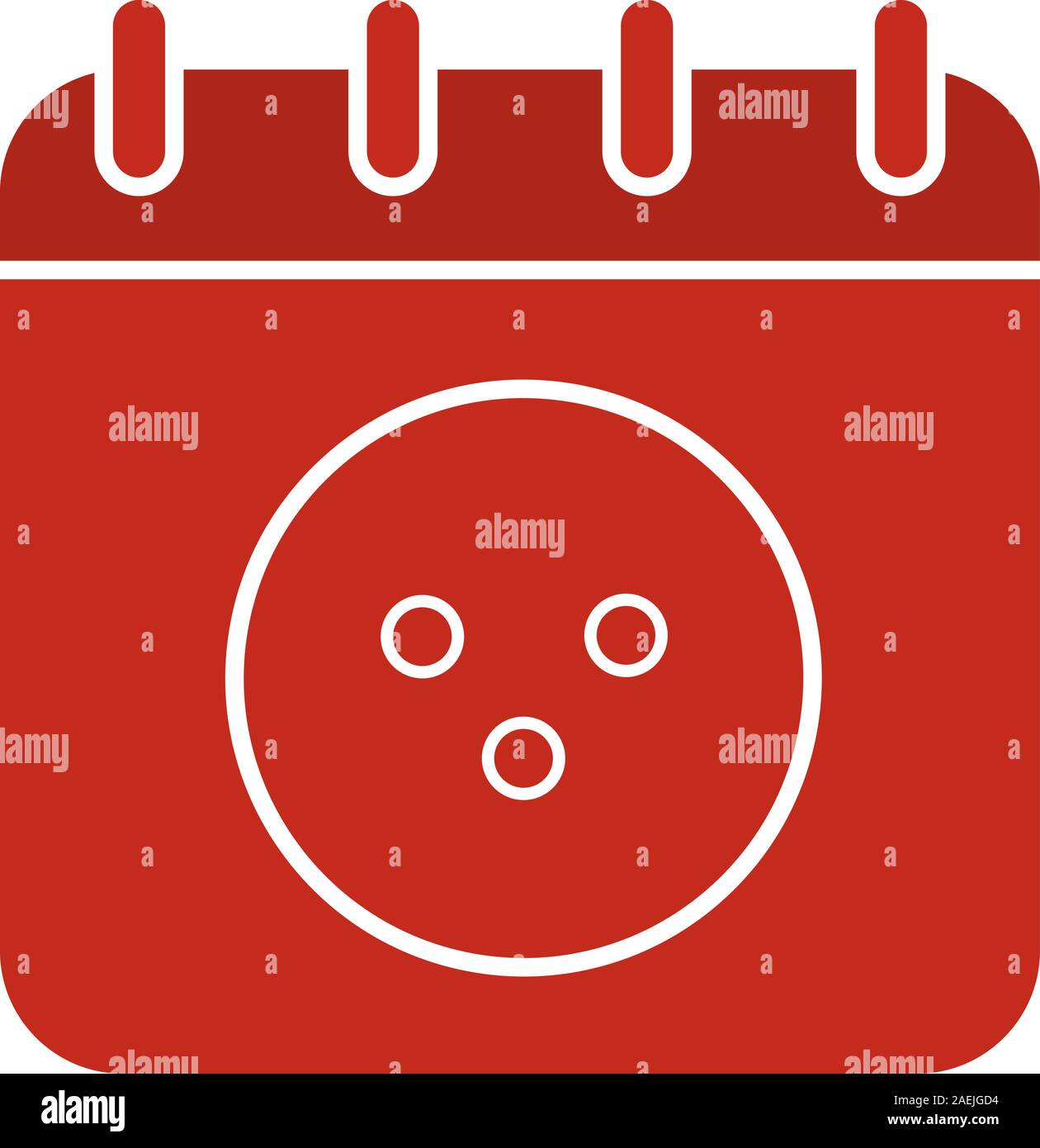 Bowling tournament data glifo icona di colore. Pagina del calendario con palla da bowling. Silhouette simbolo su sfondo bianco. Lo spazio negativo. Illustrazione Vettoriale Illustrazione Vettoriale