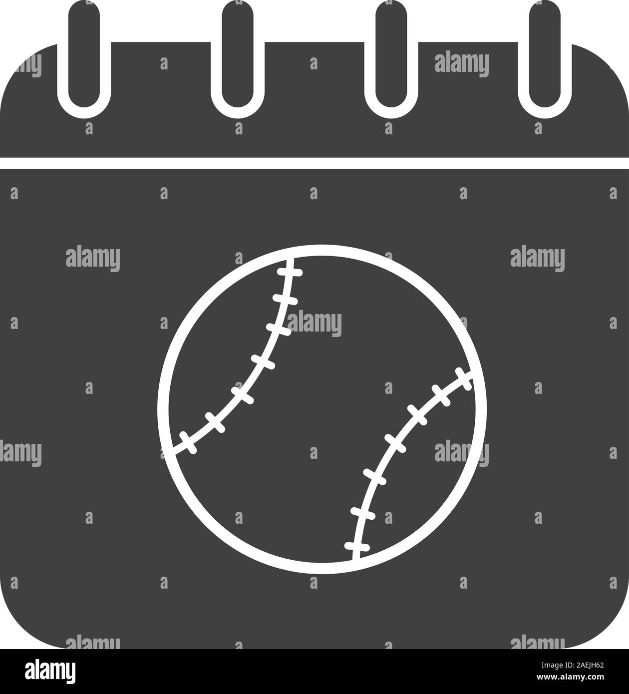 Il torneo di tennis di glifo data icona. Simbolo di Silhouette. Pagina del calendario con palla da tennis. Lo spazio negativo. Vettore illustrazione isolato Illustrazione Vettoriale