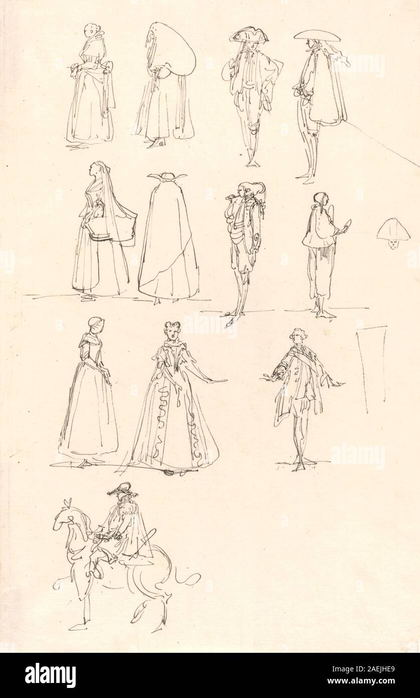 Dipinto di Luis Paret y Alcázar, 1780, raffigurante costumi storici, raffigurante figure, abbigliamento, tessuto, accessori, postura e disposizione. Foto Stock