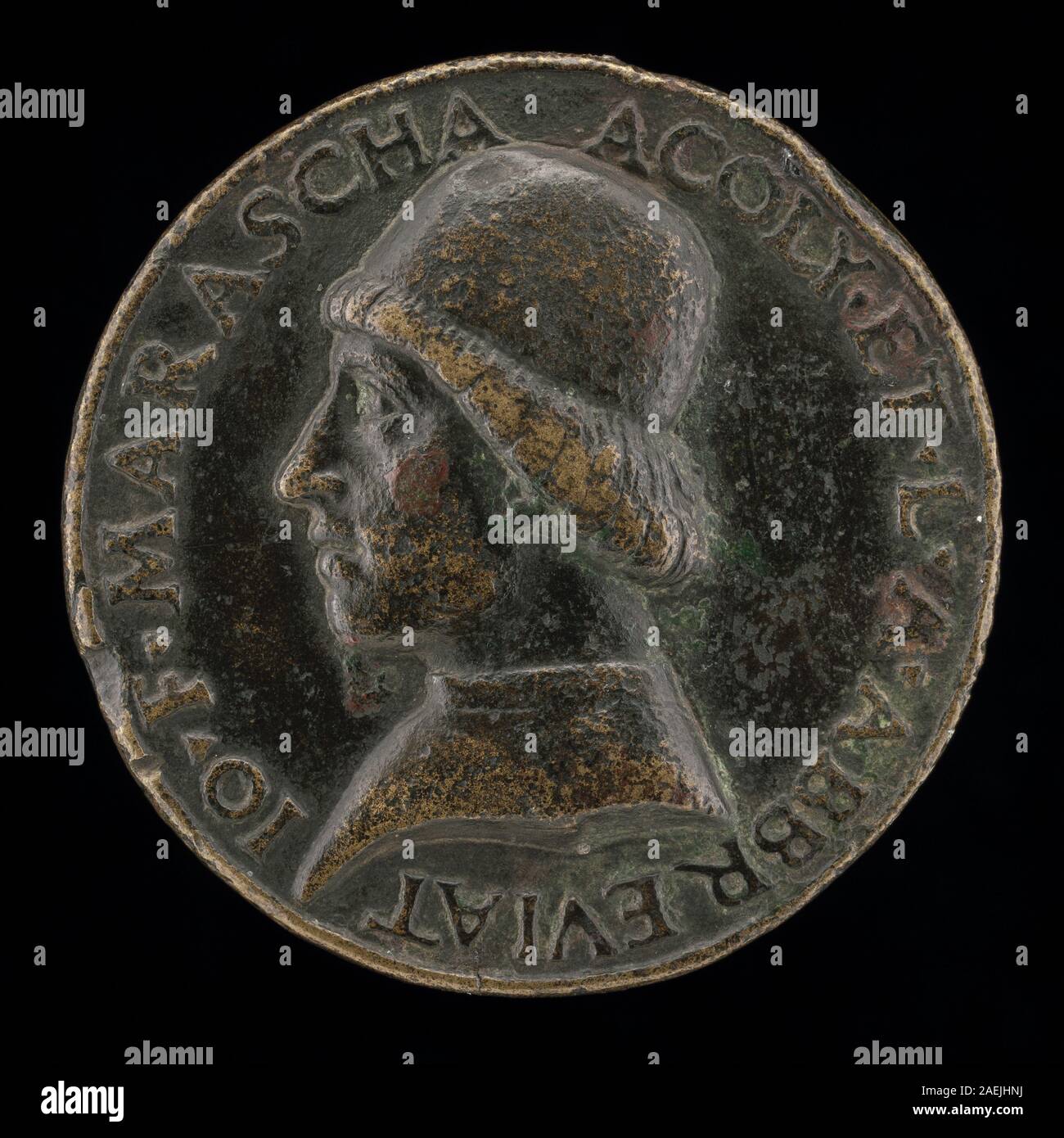 Medaglia di Lysippus Junior raffigurante Giovanni Francesco Marascha sul dritto, raffigurante ritratto, abbigliamento, tratti facciali, iscrizioni, e composizione. Foto Stock