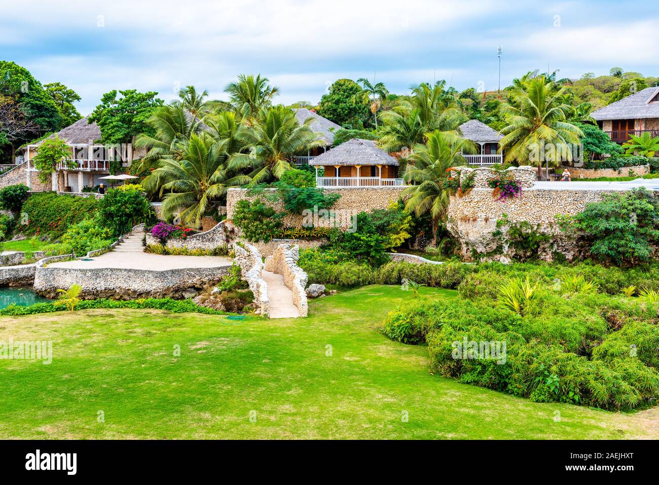 Isola di Tanna, Vanuatu - Luglio 20, 2019: vista dell'edificio dell'hotel evergreen Resort Foto Stock