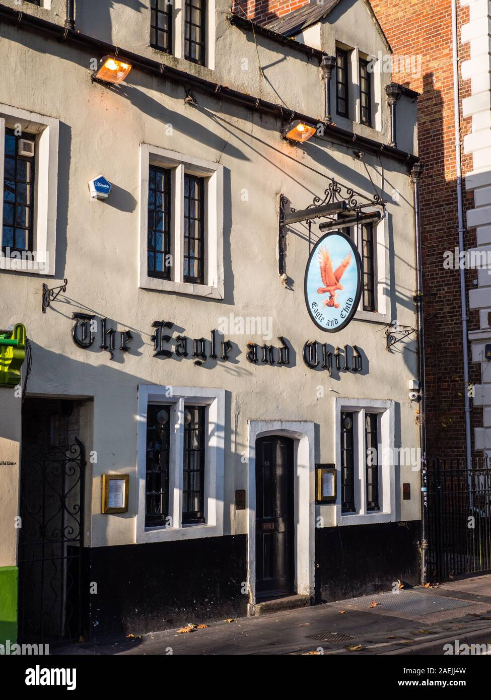 L'Aquila e il Bambino Pub, Casa al Inklings, CS Lewis e JRR Tolkien, St Giles St, Oxford, Oxfordshire, England, Regno Unito, GB. Foto Stock