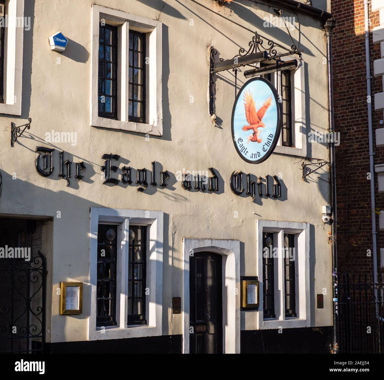 L'Aquila e il Bambino Pub, Casa al Inklings, CS Lewis e JRR Tolkien, St Giles St, Oxford, Oxfordshire, England, Regno Unito, GB. Foto Stock