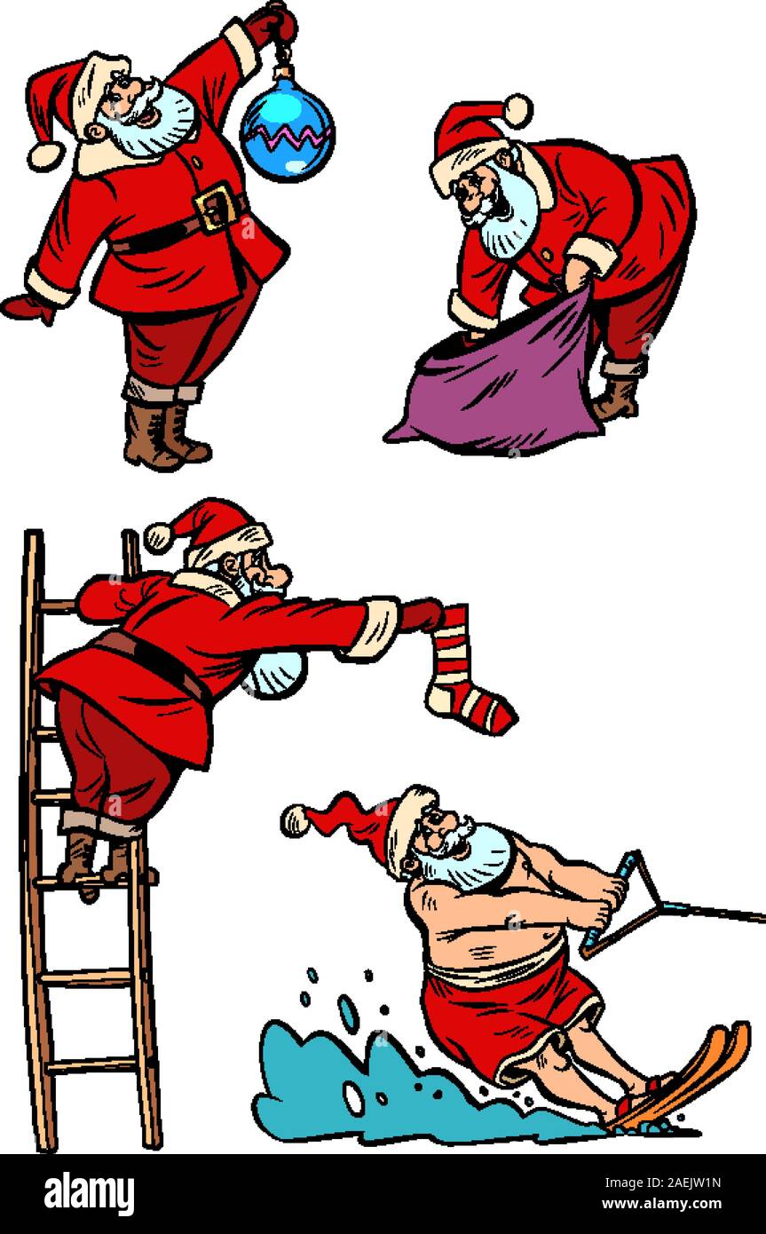raccolta di set. Natale personaggio Babbo Natale nuovo anno Illustrazione Vettoriale