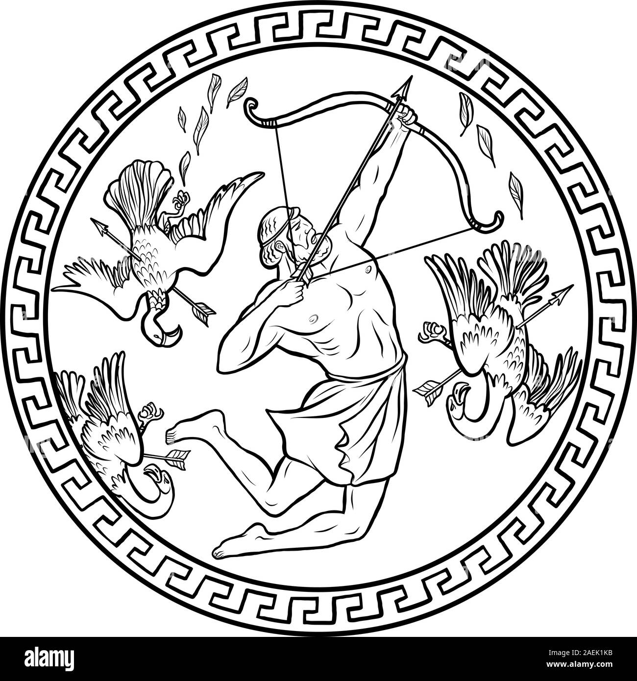 Uccelli di Stymphalian. 12 Labori di Ercole Eracle Illustrazione Vettoriale