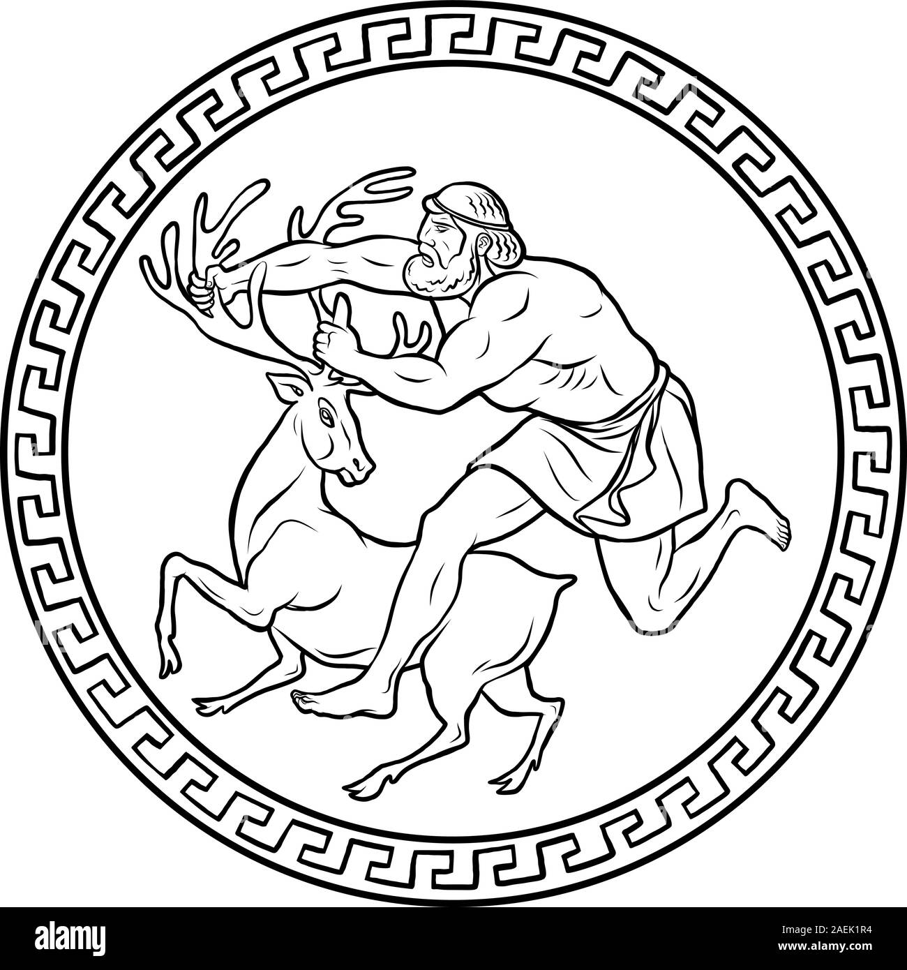 Cervo. 12 Labori di Ercole Eracle Illustrazione Vettoriale