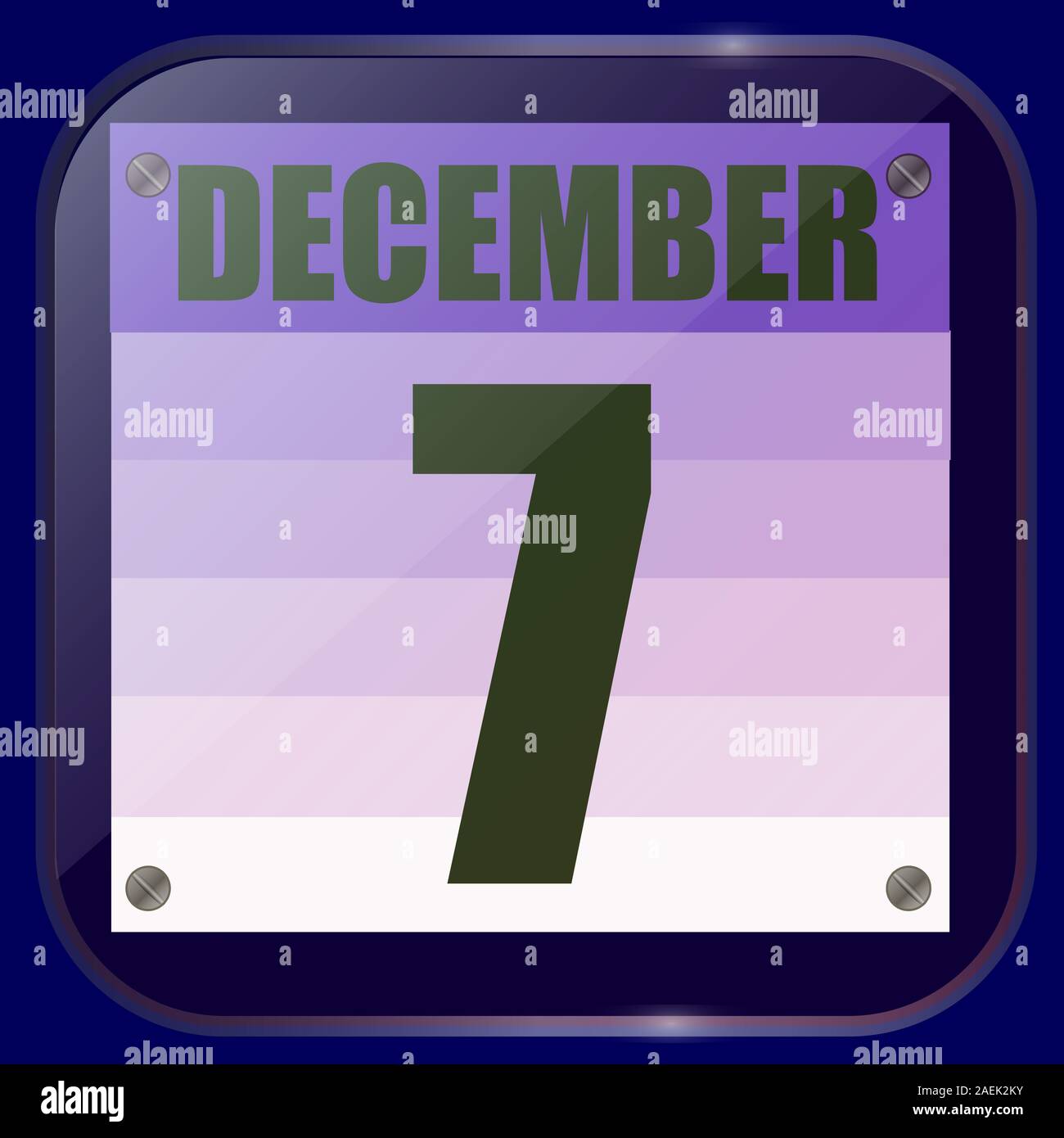 Dicembre 7 icona. Data di calendario per la pianificazione di importanti giorno. Dicembre 7th. Banner per i giorni festivi e giorni speciali. Illustrazione. Foto Stock