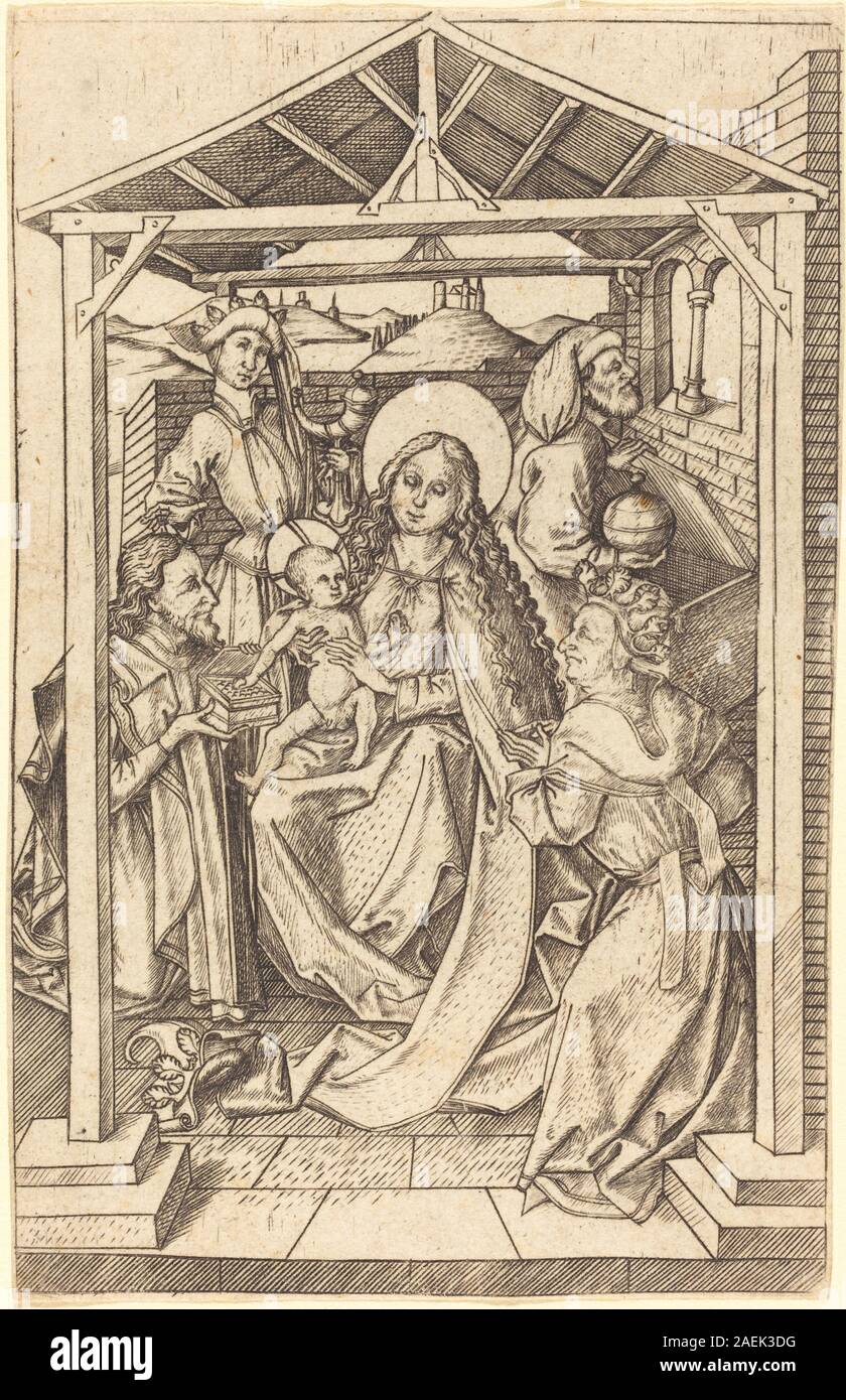 Master ES, l'Adorazione dei Magi, c 1460-1465 l adorazione dei Magi; c. 1460/1465 Foto Stock