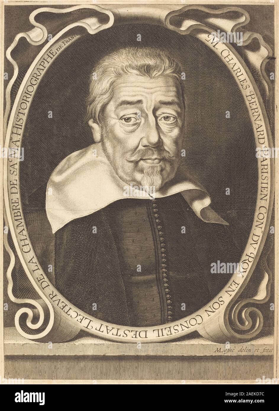 Incisione di Michel Lasne e Charles Bernard, che rappresentano ritratti dettagliati e tecniche artistiche barocche comunemente utilizzate nella stampa del XVII secolo. Foto Stock