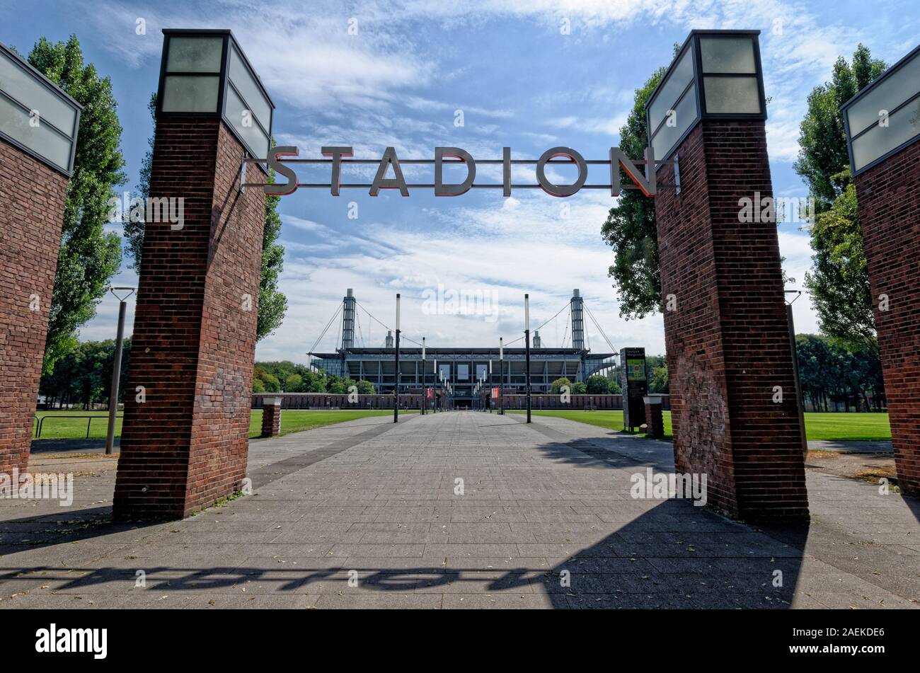 Cancello di ingresso per lo stadio di calcio rheinenergiestadion a Colonia Foto Stock
