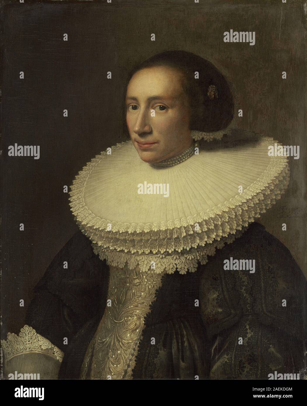 Michiel van Miereveld, Ritratto di una donna con un collarino, 1638 Ritratto di una dama con un collare; 1638data Foto Stock