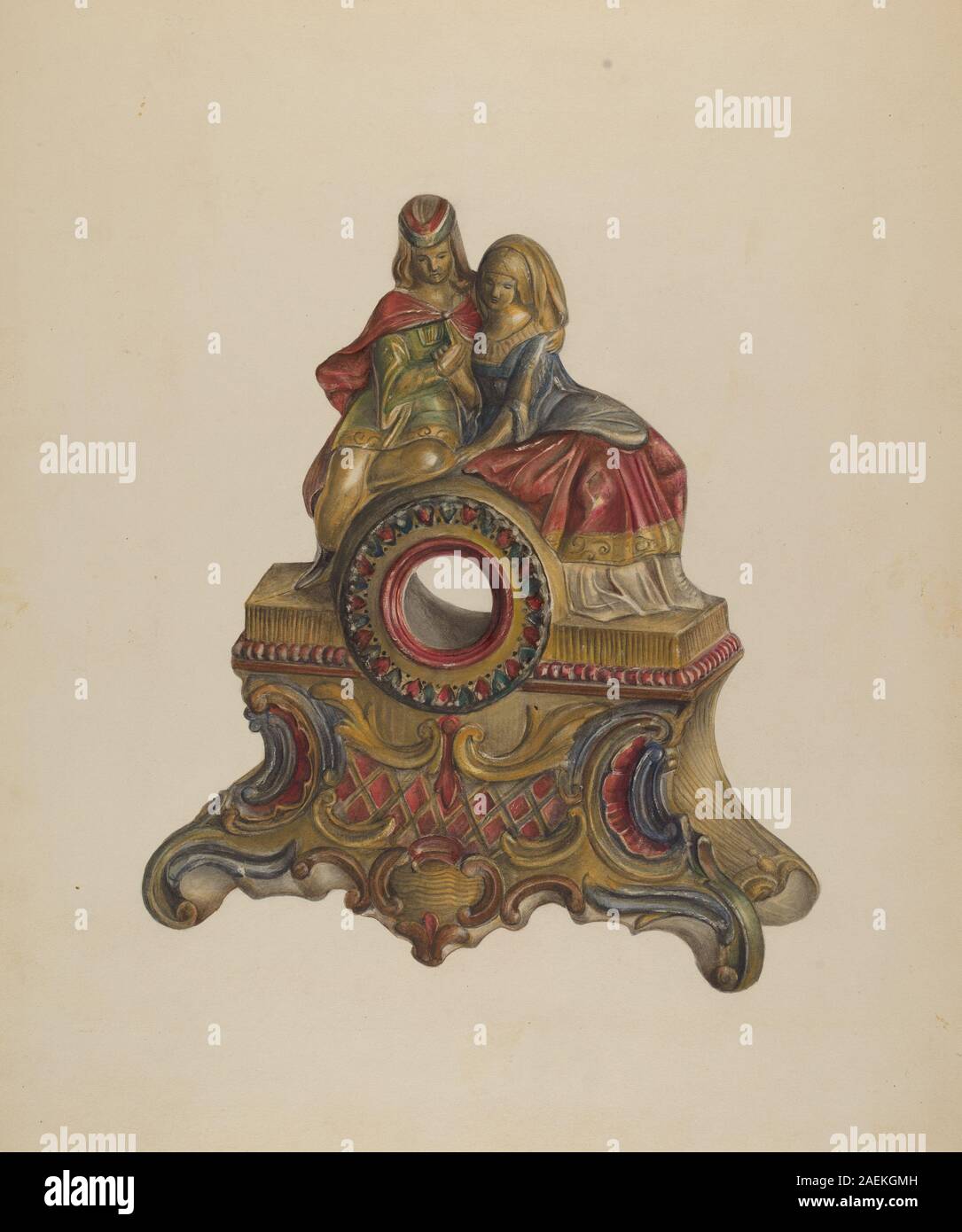 Mantle Ornament di Mina Lowry, 1938 circa, raffigura un oggetto decorativo progettato per sedersi su un mantello di camino. Il pezzo enfatizza il materiale, l'artigianato, la forma, la decorazione delle superfici e le arti decorative domestiche dei primi anni del XX secolo Foto Stock