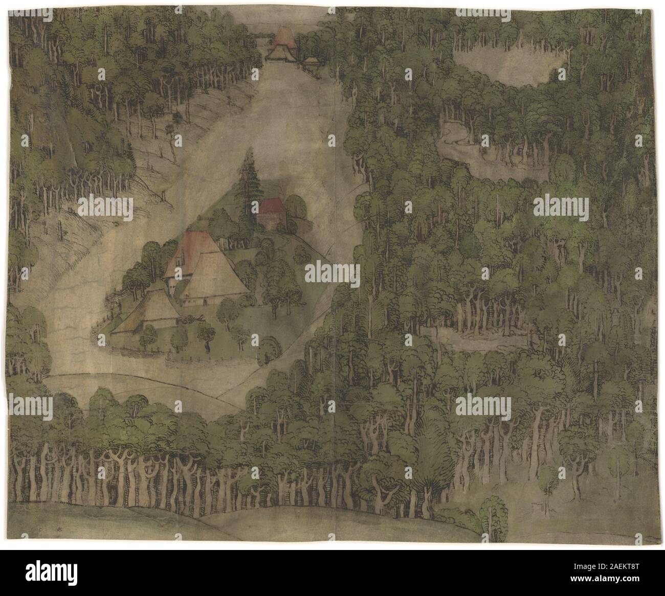 Scuola di Norimberga, una cascina in un bosco, 1500-1510 una cascina in un legno; 1500/1510 Foto Stock