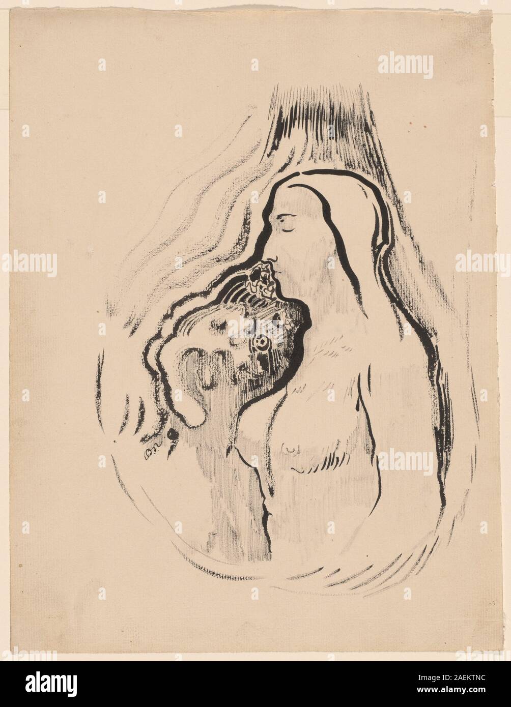 Questo dipinto di Odilon Redon, datato 1896-1900, intitolato "l'ombra" (l'Ombre), raffigura una misteriosa composizione atmosferica che esplora le tenebre, la forma e il primo approccio artistico simbolista. Foto Stock