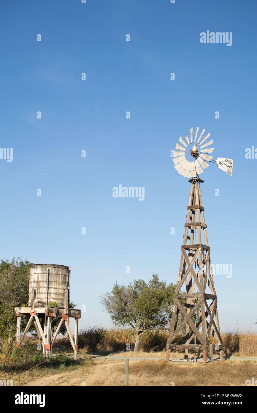 Water Tower e il mulino a vento Foto Stock