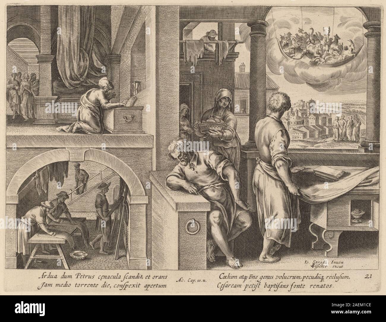 Philip Galle dopo Jan van der Straet, la visione di San Pietro la visione di San Pietro Foto Stock