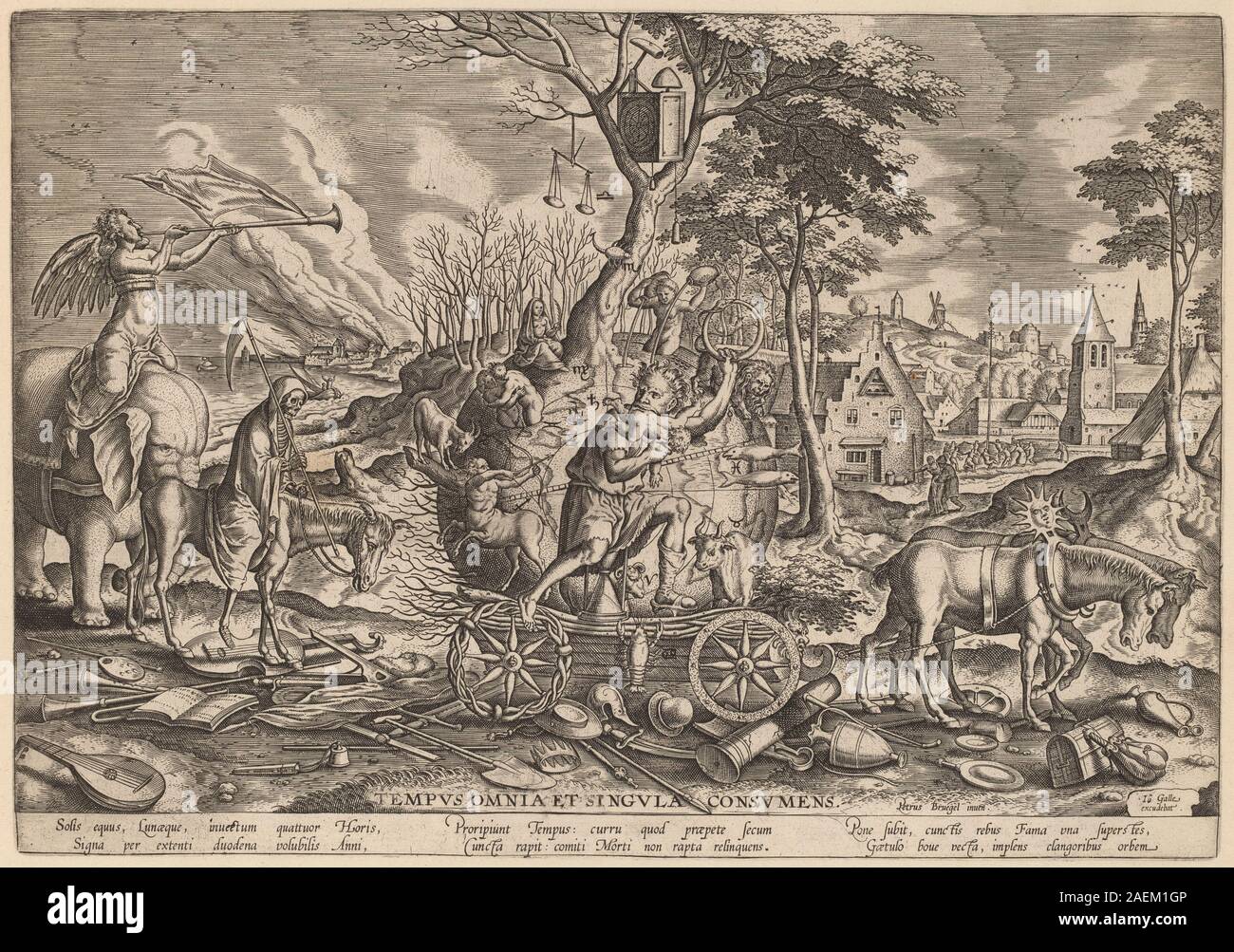 Philip Galle dopo Pieter Bruegel il Vecchio, Il trionfo del tempo il trionfo di tempo Foto Stock