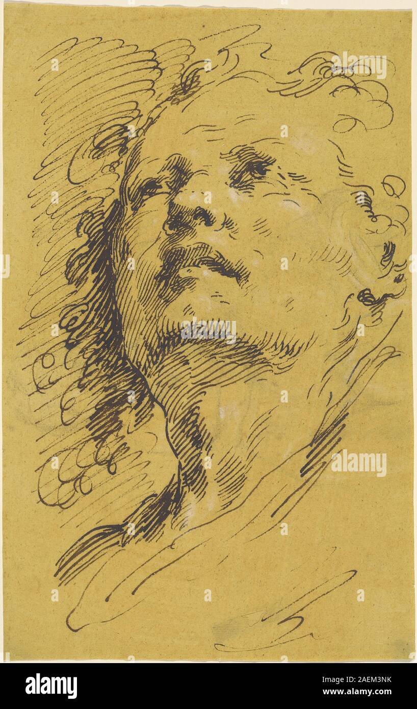 Un disegno degli anni '1770 di Pietro Antonio Novelli che mostra la testa di un uomo che guarda verso l'alto, concentrandosi su tratti facciali, espressioni e precisione anatomica. Foto Stock