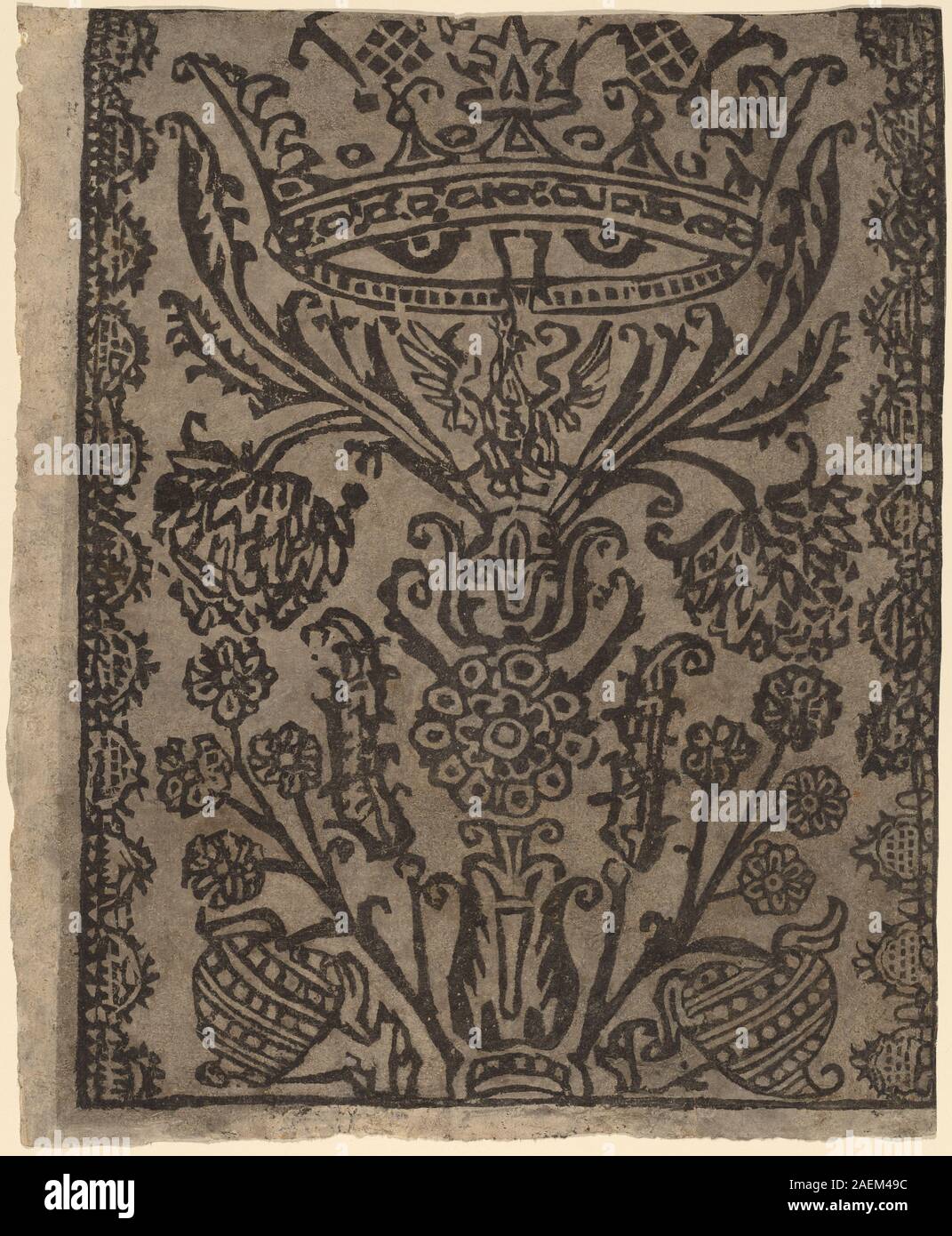 Emblema araldico della Polonia del XV secolo circa 1450, raffigurante l'Aquila bianca e la corona. L'immagine mostra caratteristiche simboliche, dettagli e convenzioni medievali dell'araldica polacca. Foto Stock