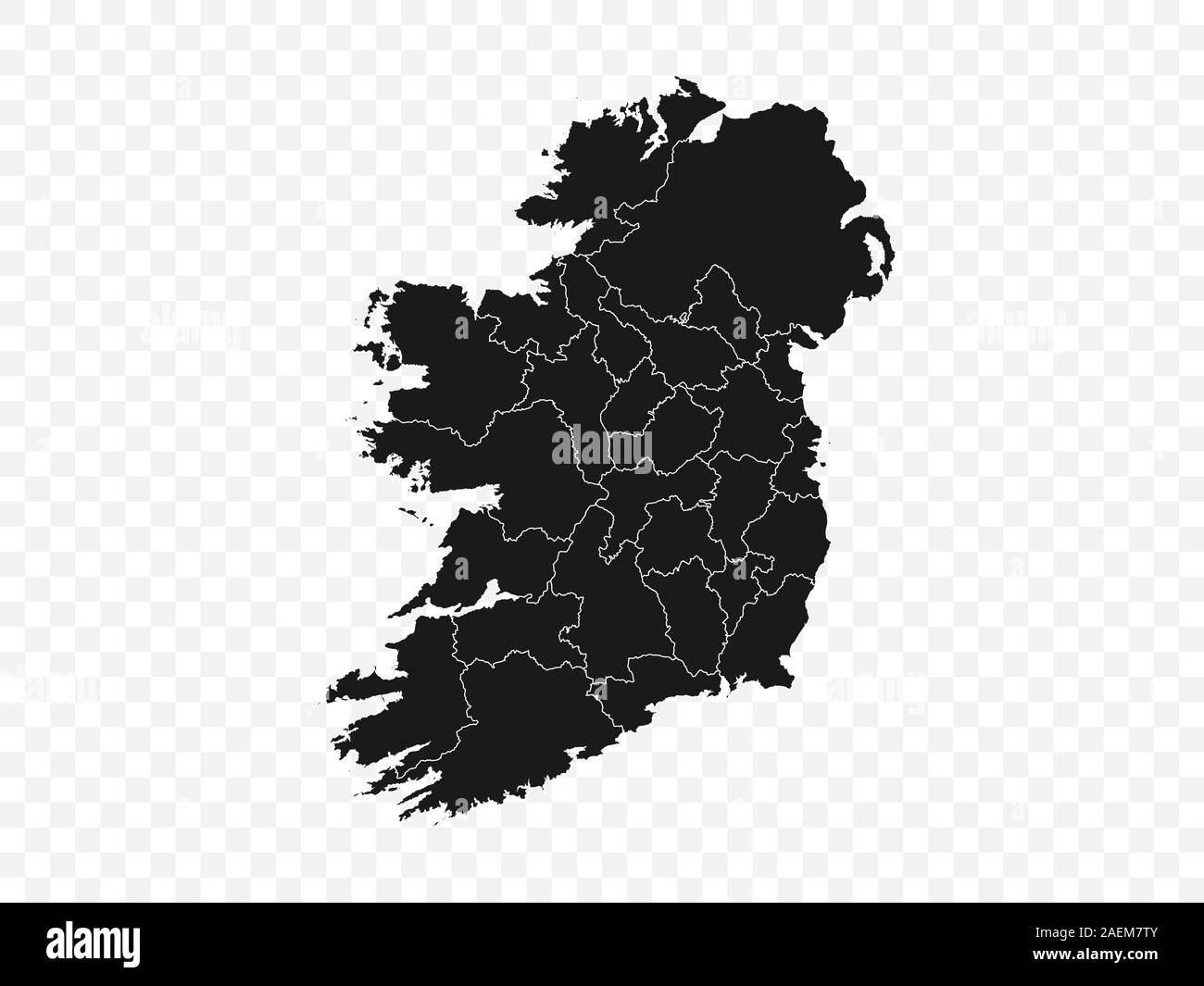 Mappa di Irlanda su sfondo trasparente. Illustrazione Vettoriale. Illustrazione Vettoriale