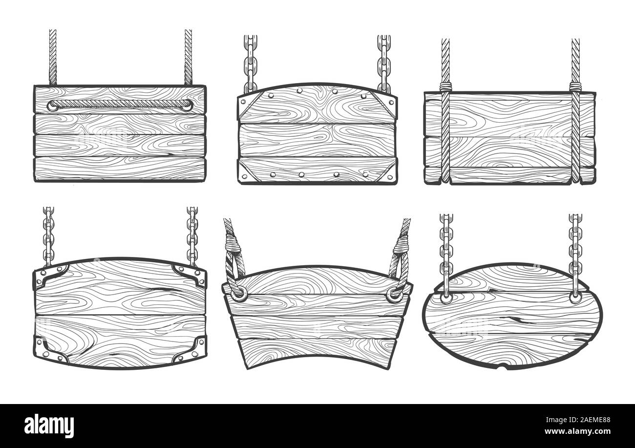 Abbozzate cartelli di legno Illustrazione Vettoriale