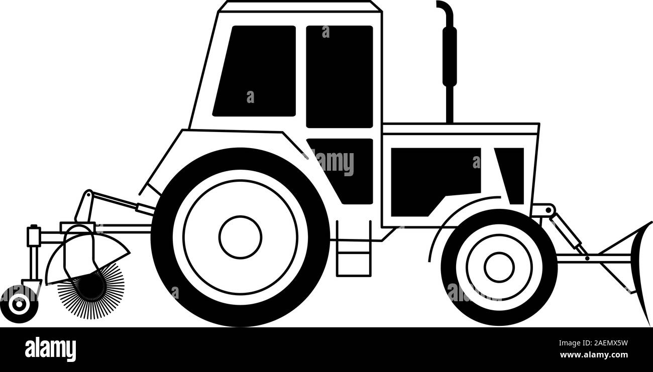 Illustrazione vettoriale con un trattore Illustrazione Vettoriale