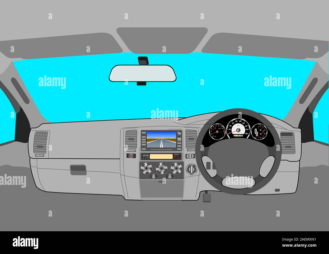 L'auto senza conducente sulla strada. Illustrazione Vettoriale