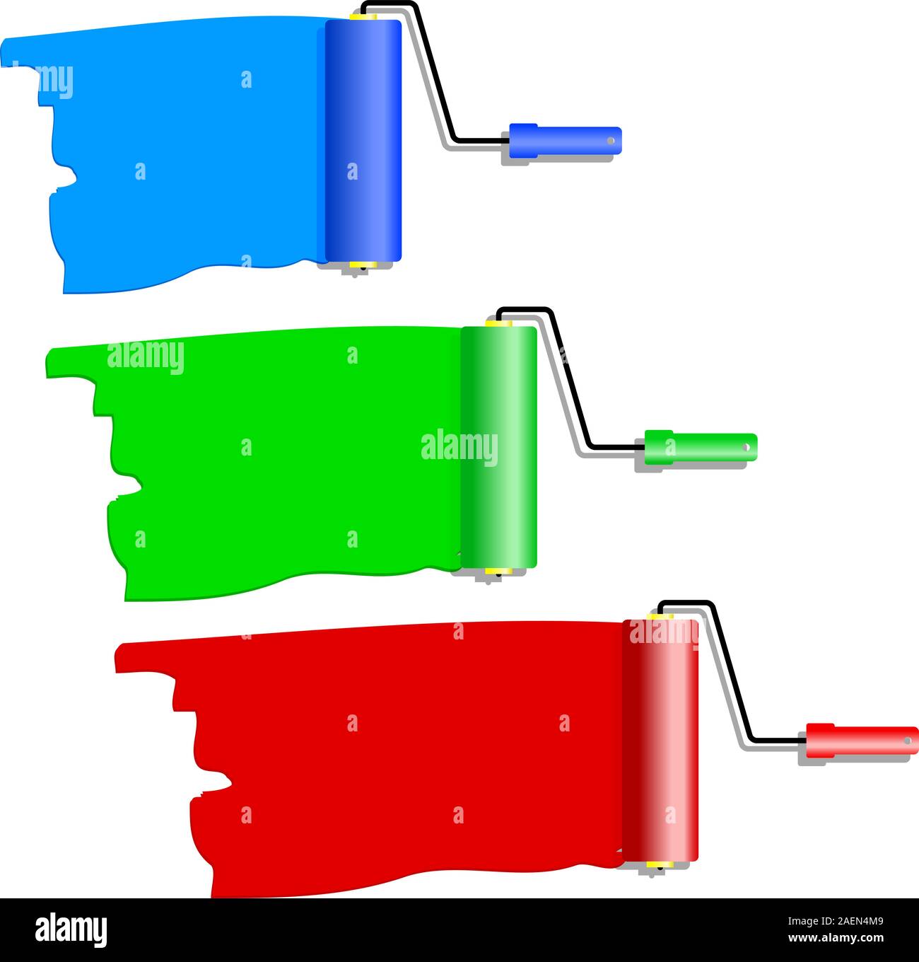 Tre rulli per la verniciatura. Illustrazione Vettoriale. Illustrazione Vettoriale