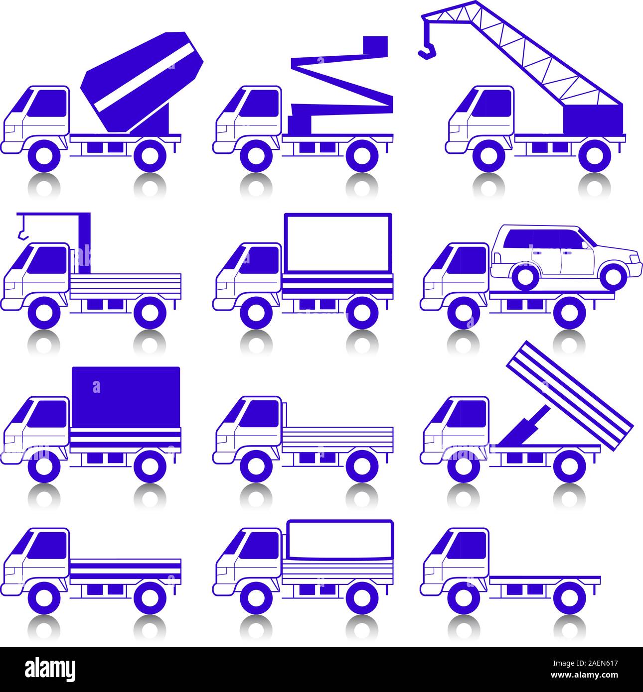 Set di icone vettoriali - trasporto dei simboli. Automobili, veicoli. Corpo vettura. Illustrazione Vettoriale