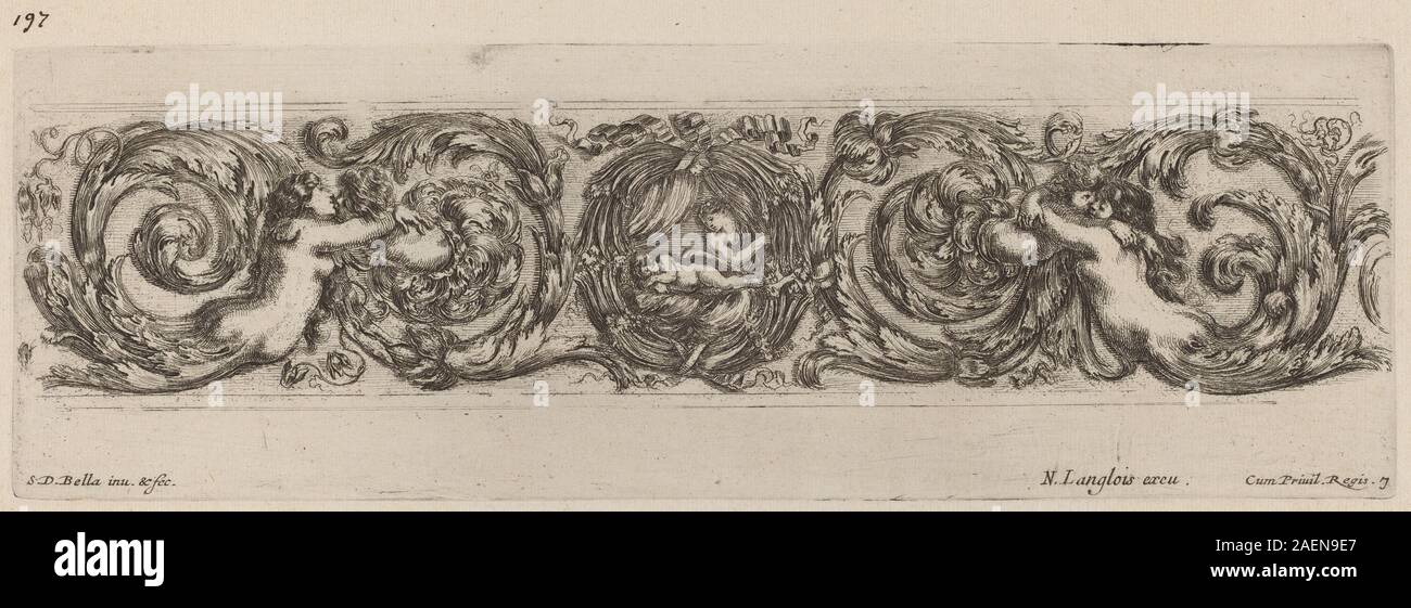 Stefano Della Bella, fregi ornamentali con Amore e Psiche, probabilmente 1648, fregi ornamentali con Amore e Psiche; probabilmente 1648 Foto Stock