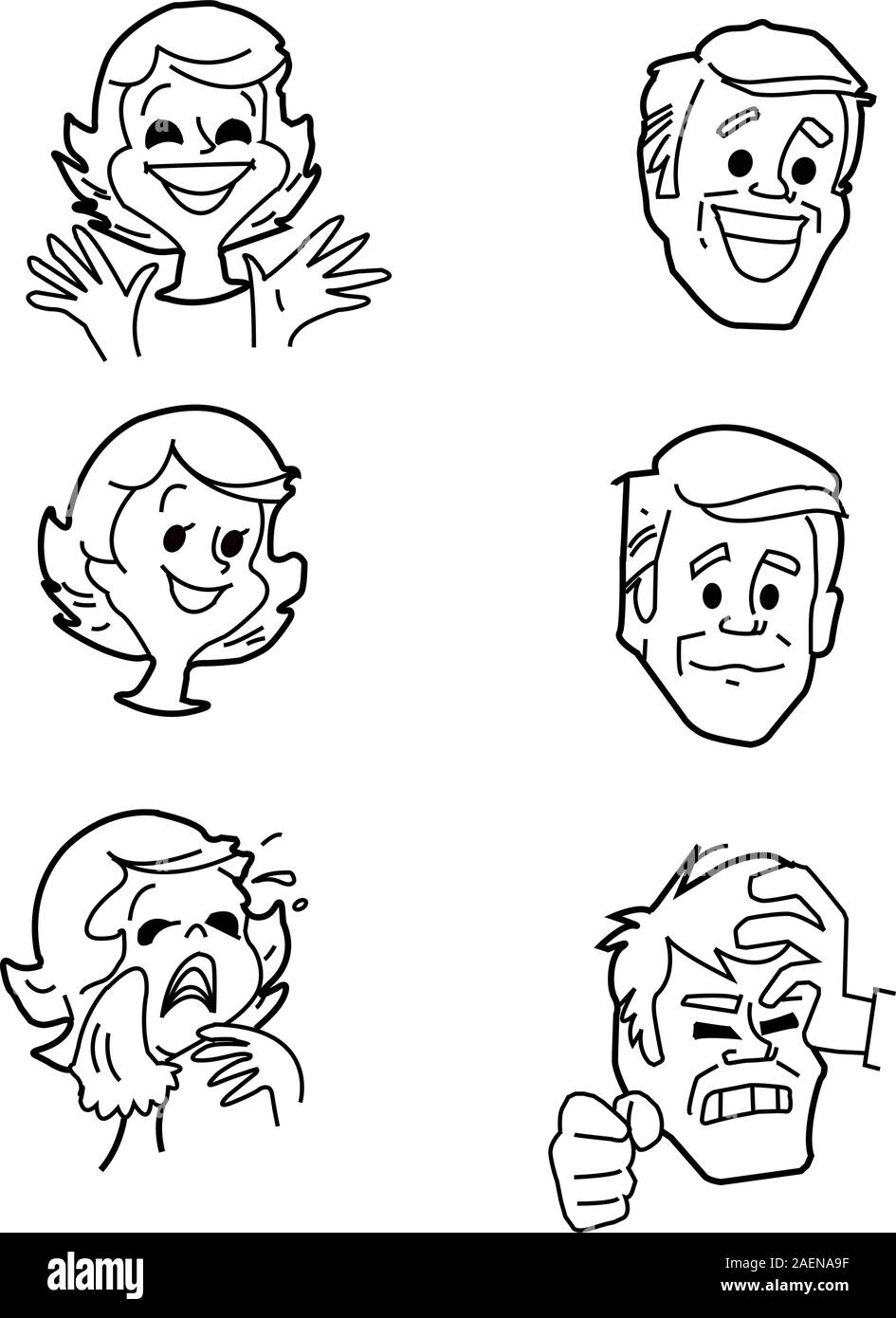 Serie di immagini di emozioni di l' uomo e la donna - un vettore Illustrazione Vettoriale