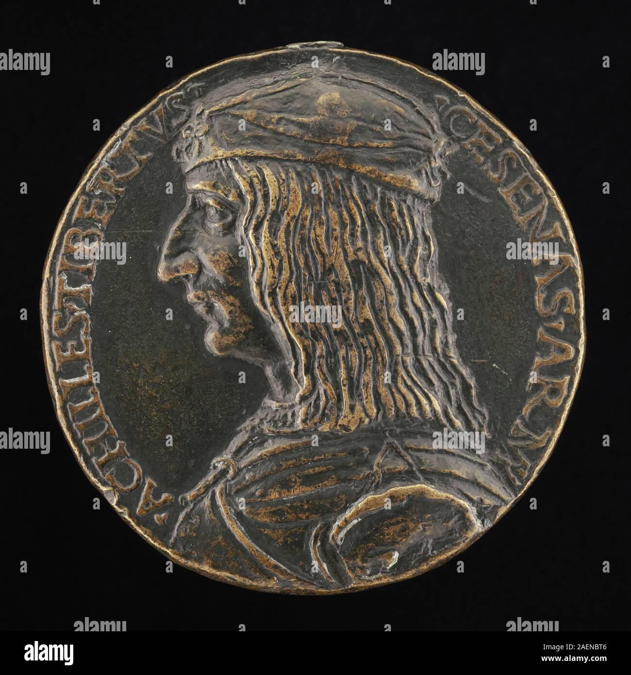 Un disegno nello stile di Niccolò Fiorentino raffigurante Achille Tiberti di Cesena intorno al 1495. L'opera enfatizza ritratti, abbigliamento e tratti facciali. Foto Stock