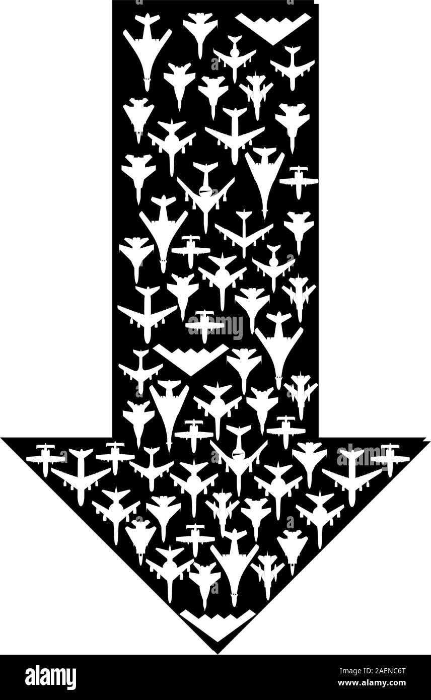 Freccia direzionale con gli aeroplani all'interno. Vettore. Illustrazione Vettoriale