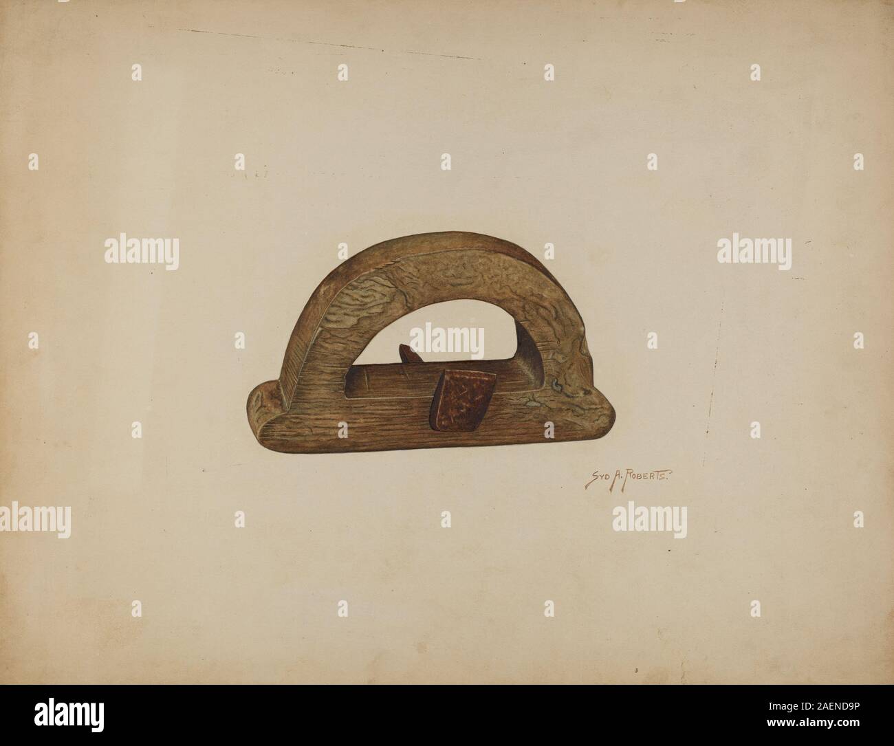 Dipinto di Sydney Roberts intorno al 1940 raffigurante un aereo in volo, evidenziando il design tecnologico e la struttura dell'aereo durante i primi anni '1940 Foto Stock