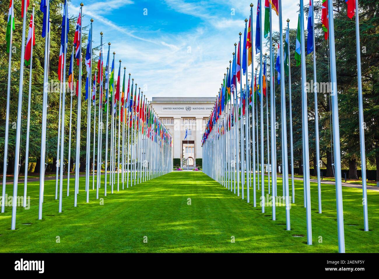 Ufficio delle Nazioni Unite a Ginevra o onug è situato nel Palais des Nations edificio alla città di Ginevra in Svizzera Foto Stock