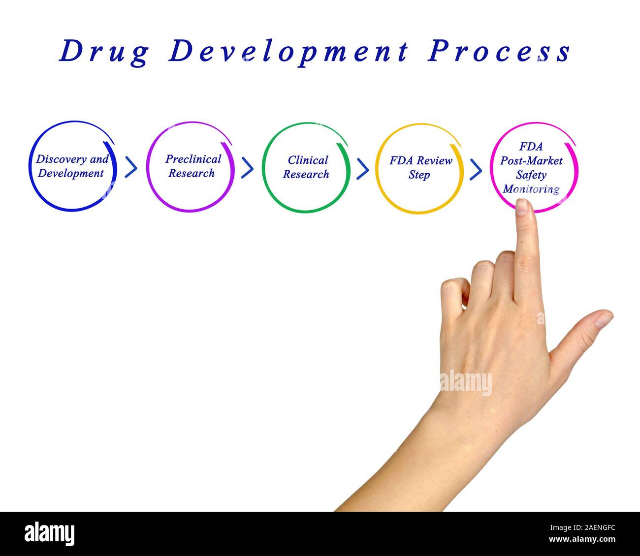Schema del farmaco processo di sviluppo Foto Stock