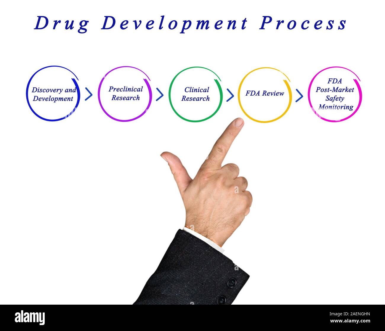 Schema del farmaco processo di sviluppo Foto Stock