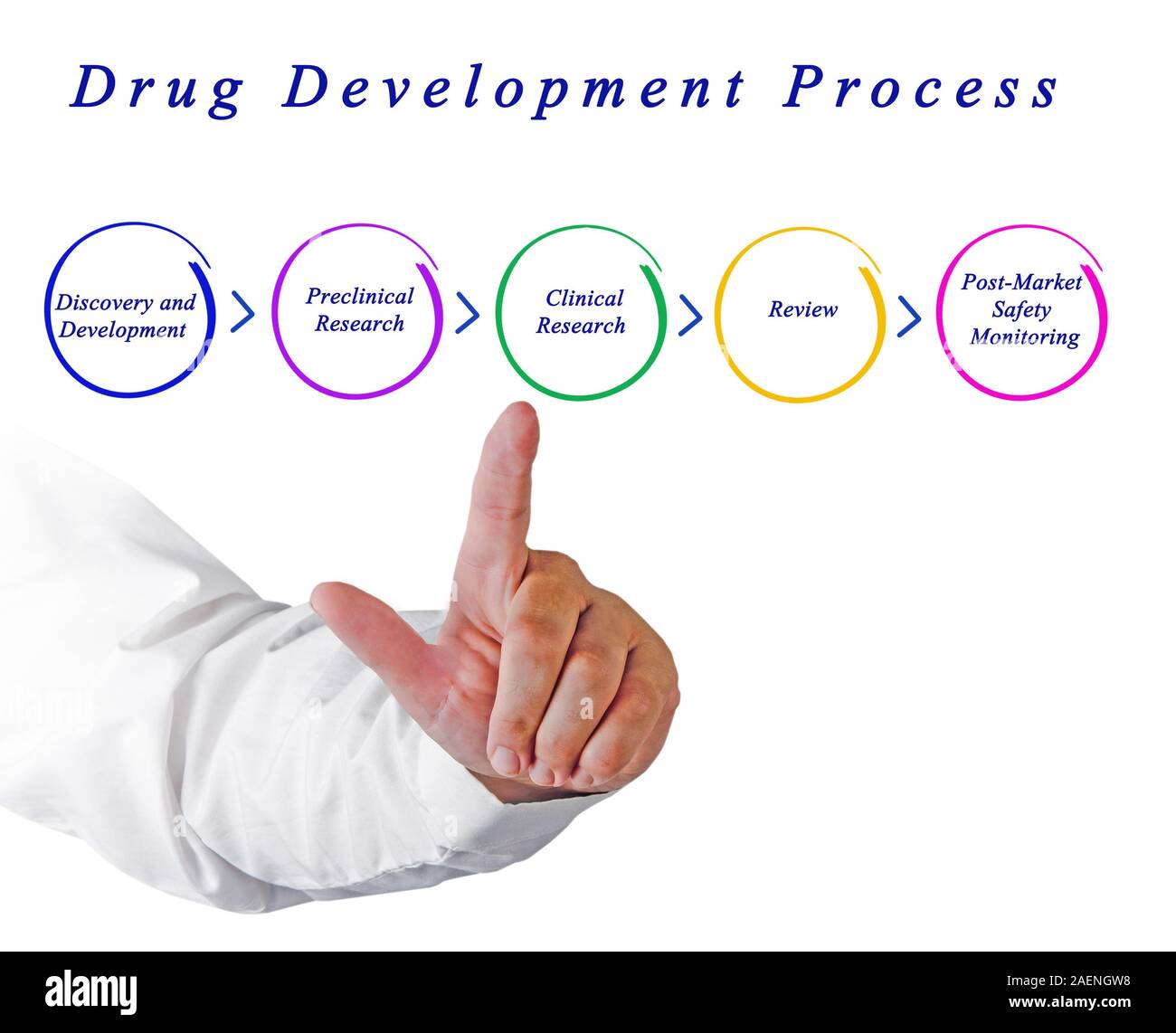 Schema del farmaco processo di sviluppo Foto Stock