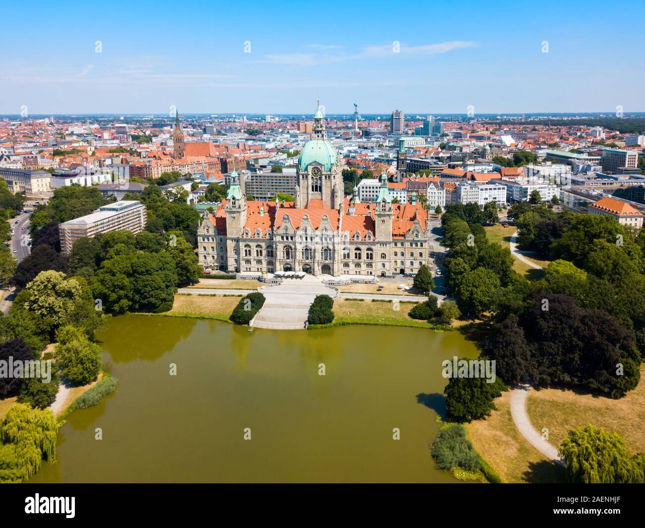 Nuovo municipio o Neues Rathaus nella città di Hannover, Germania Foto Stock