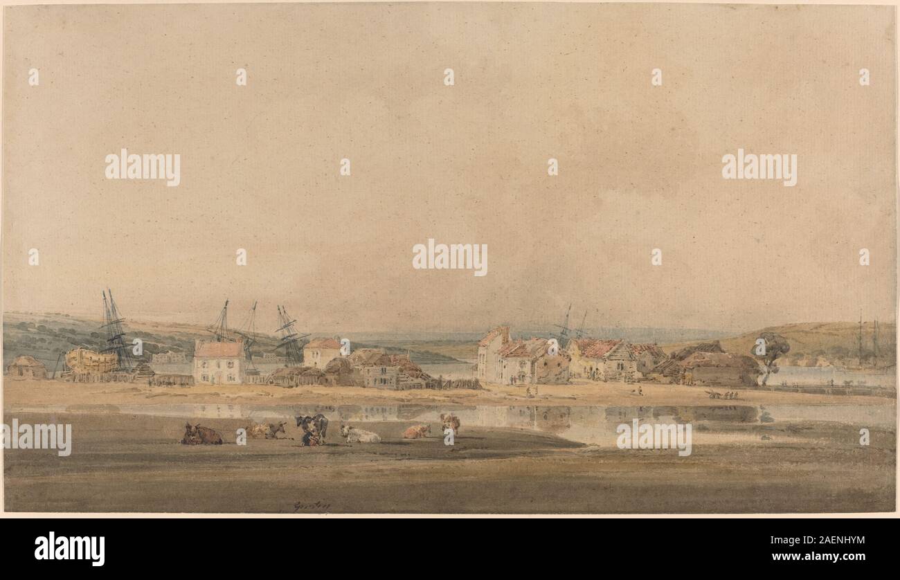 Thomas Girtin, villaggio lungo un estuario del fiume nel Devon, 1797-1798, villaggio lungo un estuario del fiume nel Devon; 1797/1798 Foto Stock