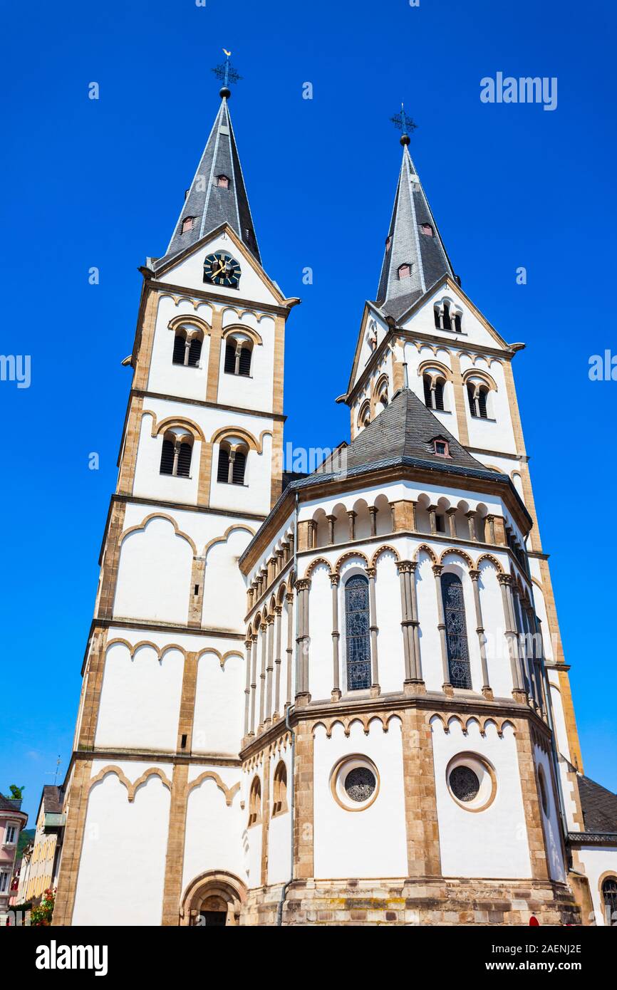 San Severo chiesa presso la piazza del mercato o marktplatz a Boppard. Boppard è la città nella gola del Reno, Germania. Foto Stock